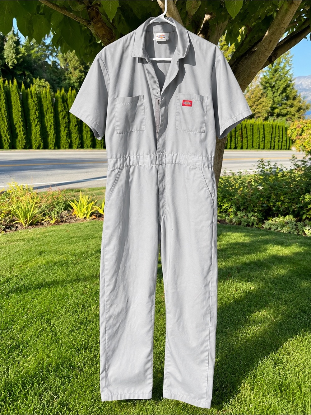 Dickies Light Gray Short-Sleeve Utility Jumpsuit